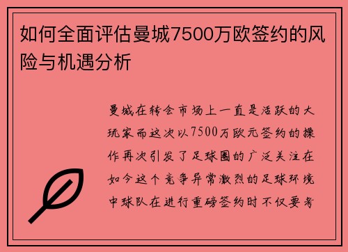 如何全面评估曼城7500万欧签约的风险与机遇分析
